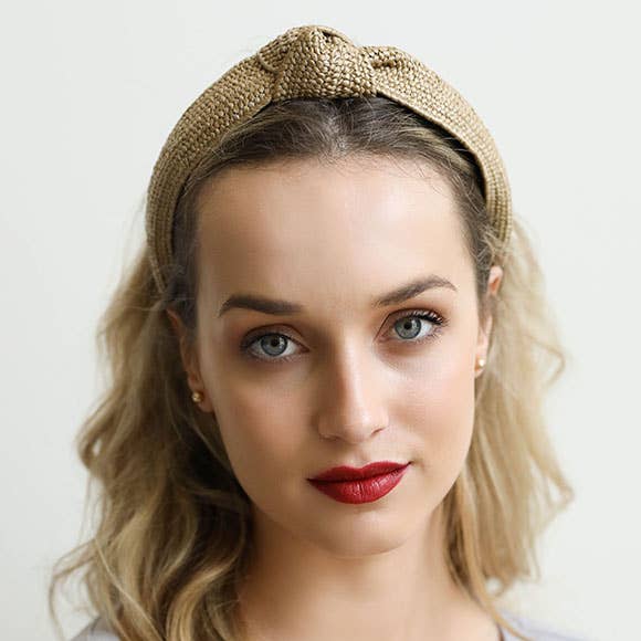 Bohemian Straw Rattan Knotted Headband- multiple colors