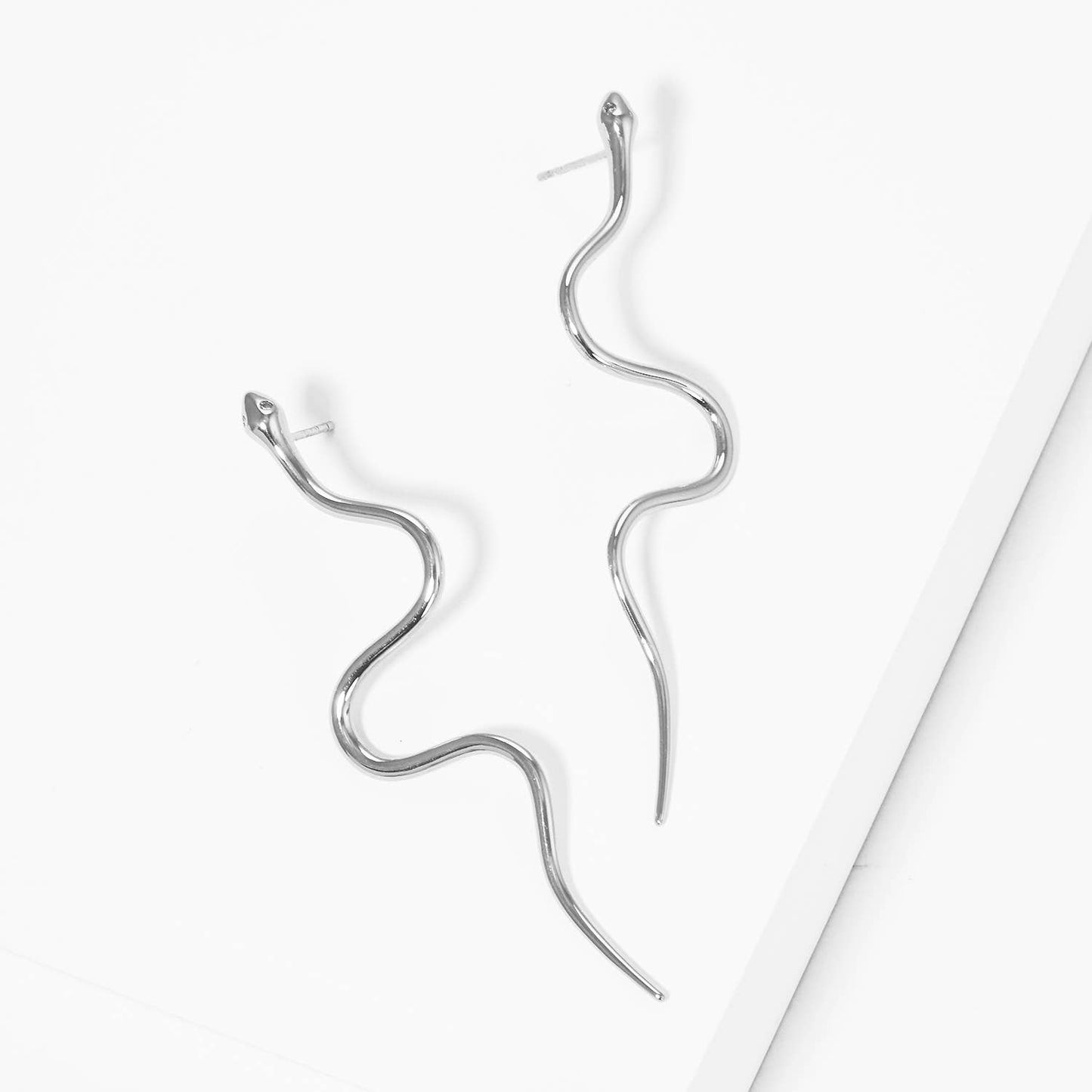 Silver Tone Snake Post Earrings