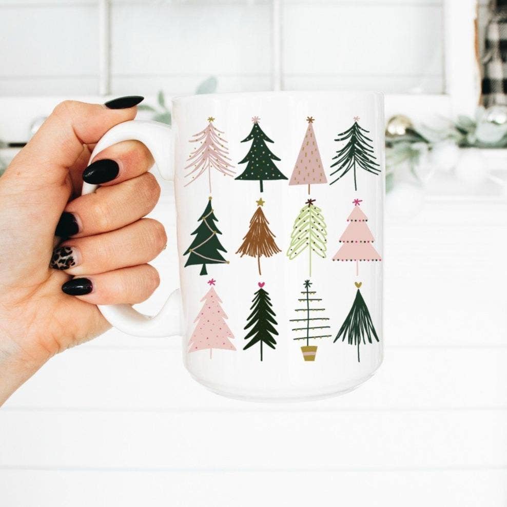 Boho Christmas Trees 15 Oz Mug
