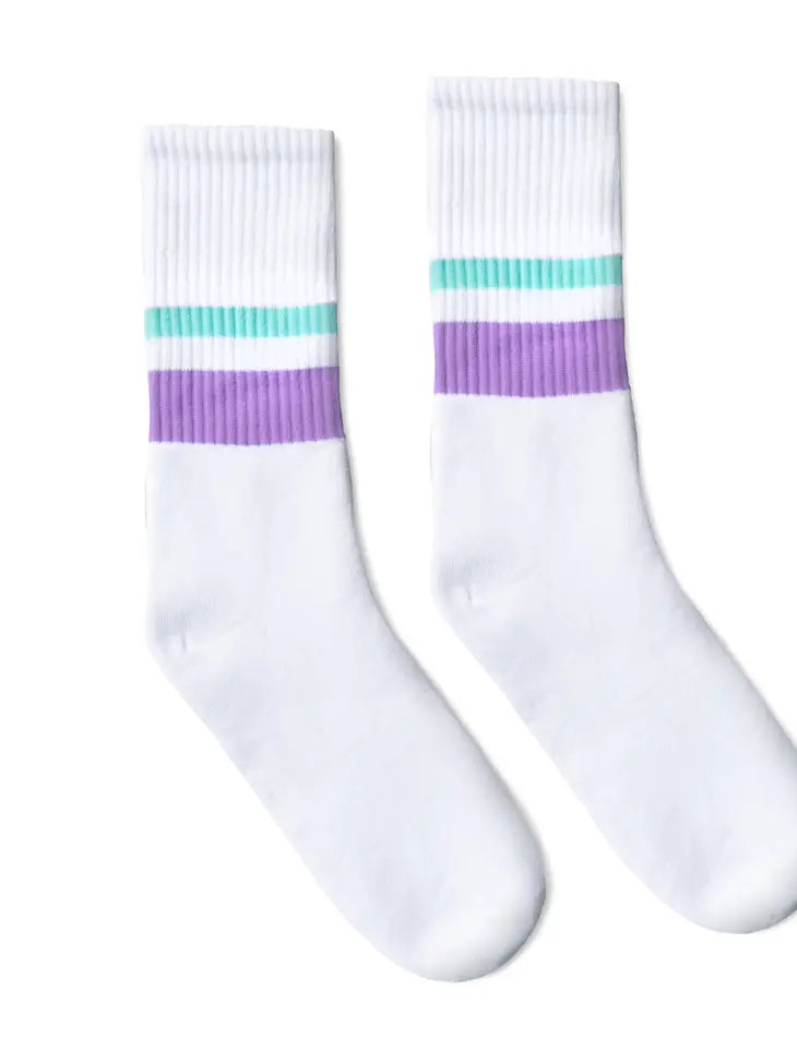 Socco Thin & Thick 2-Stripe Mint & Lilac | White