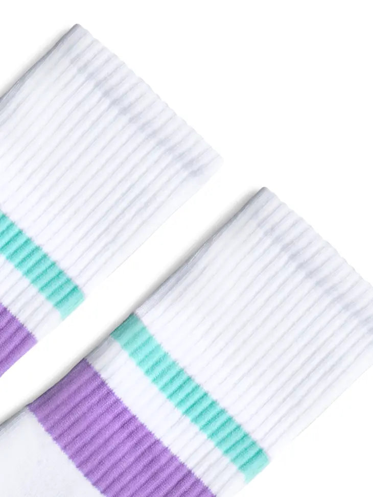 Socco Thin & Thick 2-Stripe Mint & Lilac | White