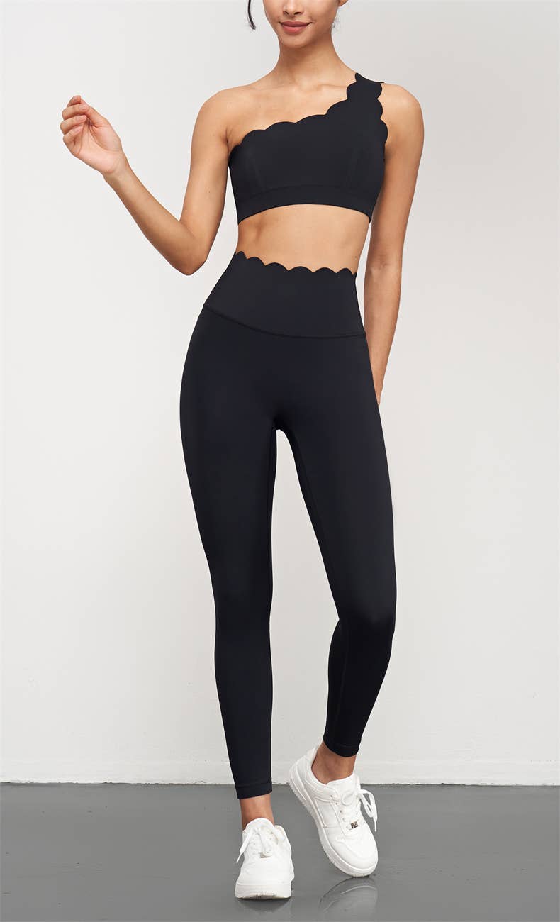 Scalloped High Waist Seamless Leggings