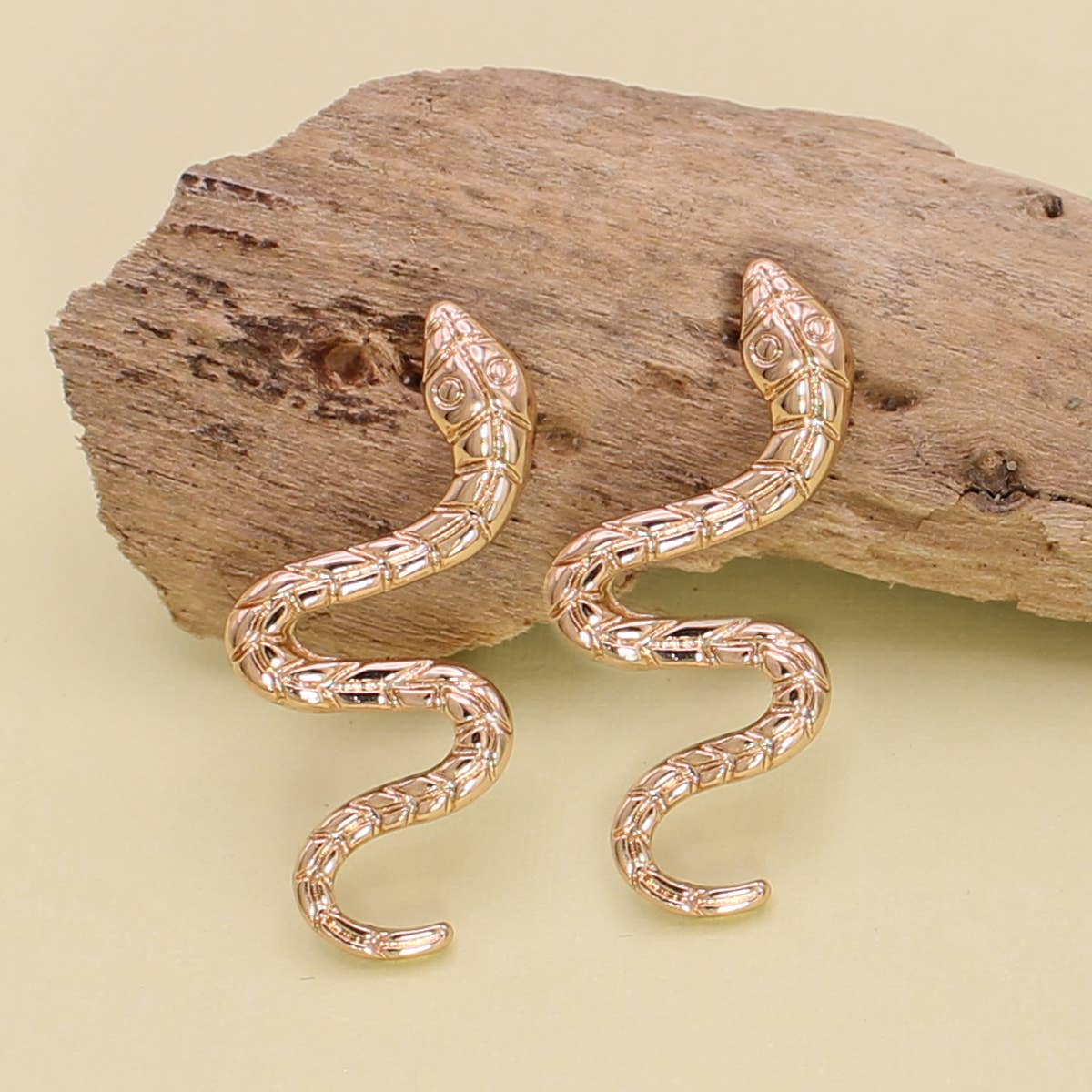 Snake Gold Post Earrings