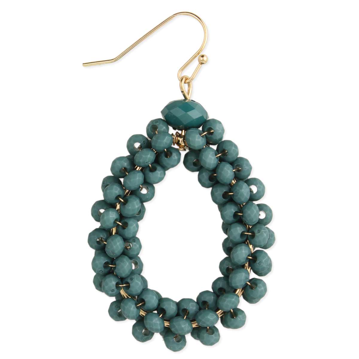 Teal Teardrops Beaded Cluster Earring