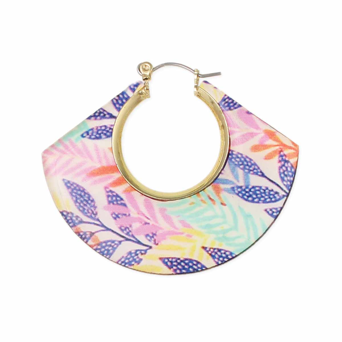 Rainbow Jungle Leaf Print Resin Hoops