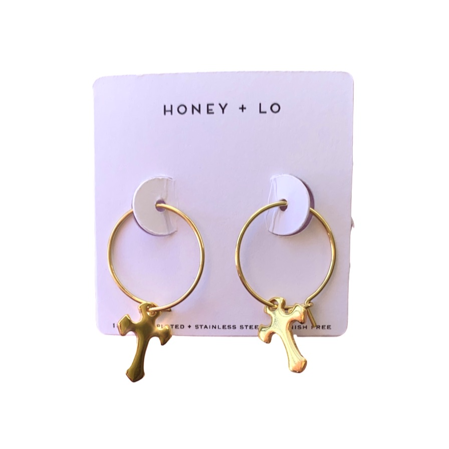 Risen Dainty Cross Hoops