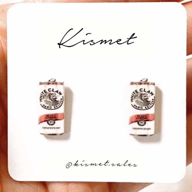 White Claw Black Cherry Hard Seltzer Can Earrings