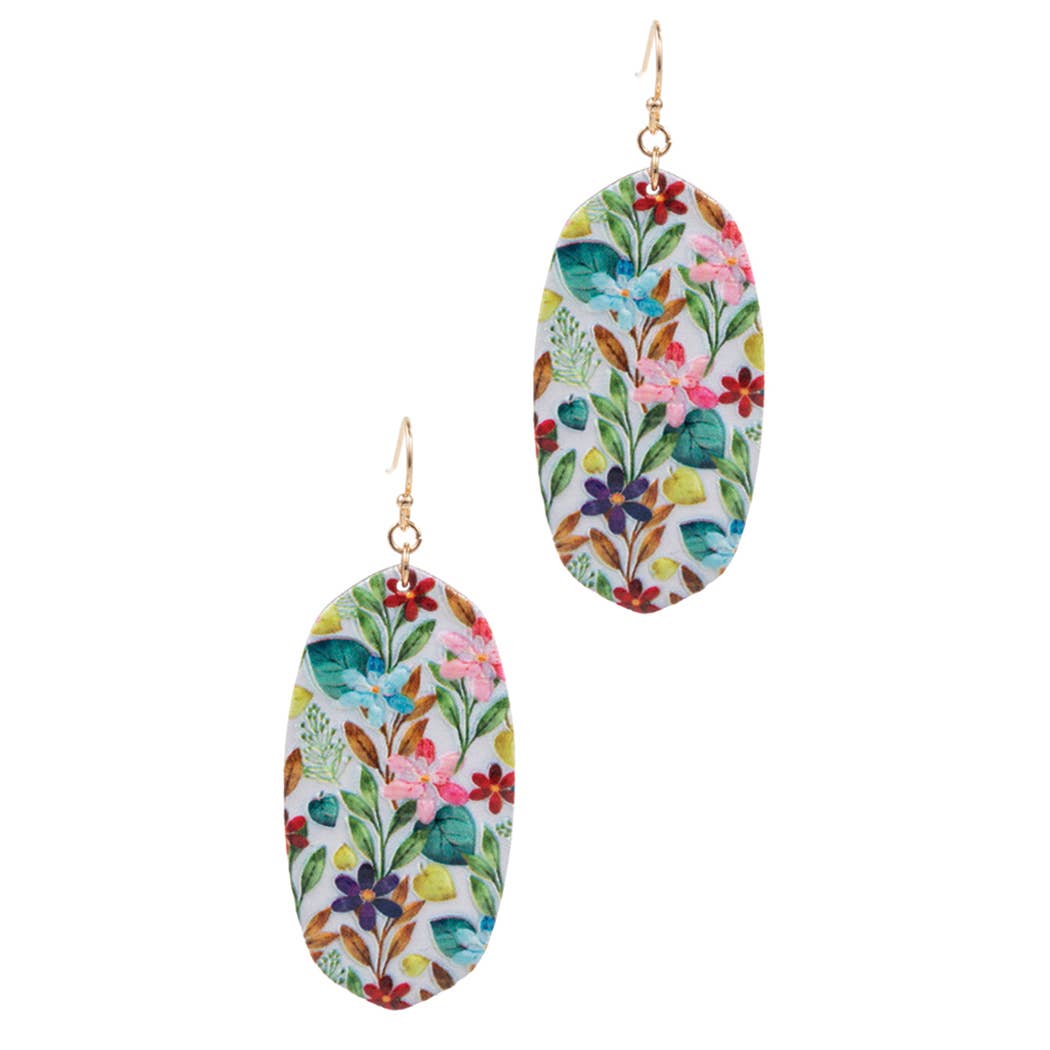 Hexagon Shaped Printed Wood Earrings
