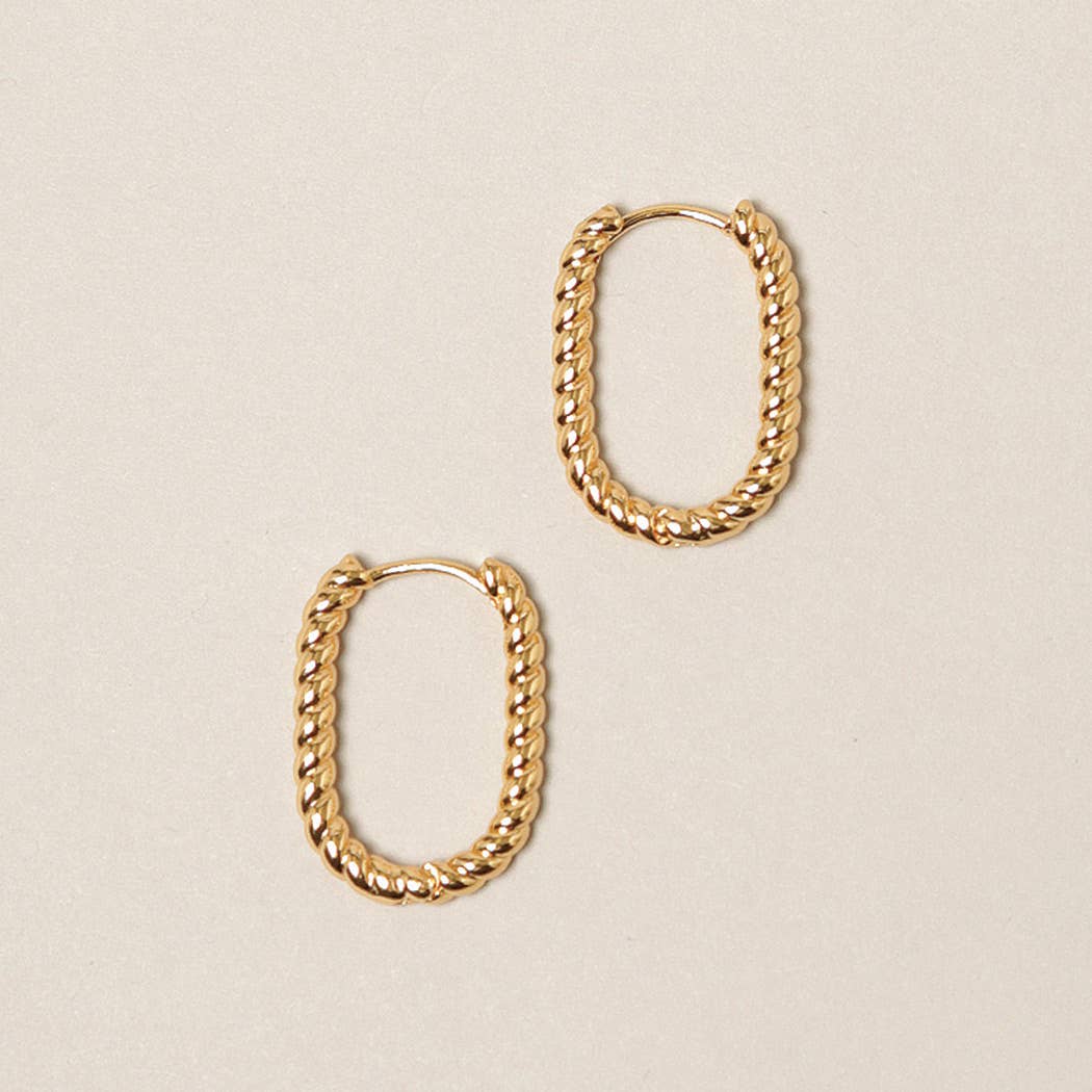 14K Gold Dipped U Shaped Twist Hoop Earrings