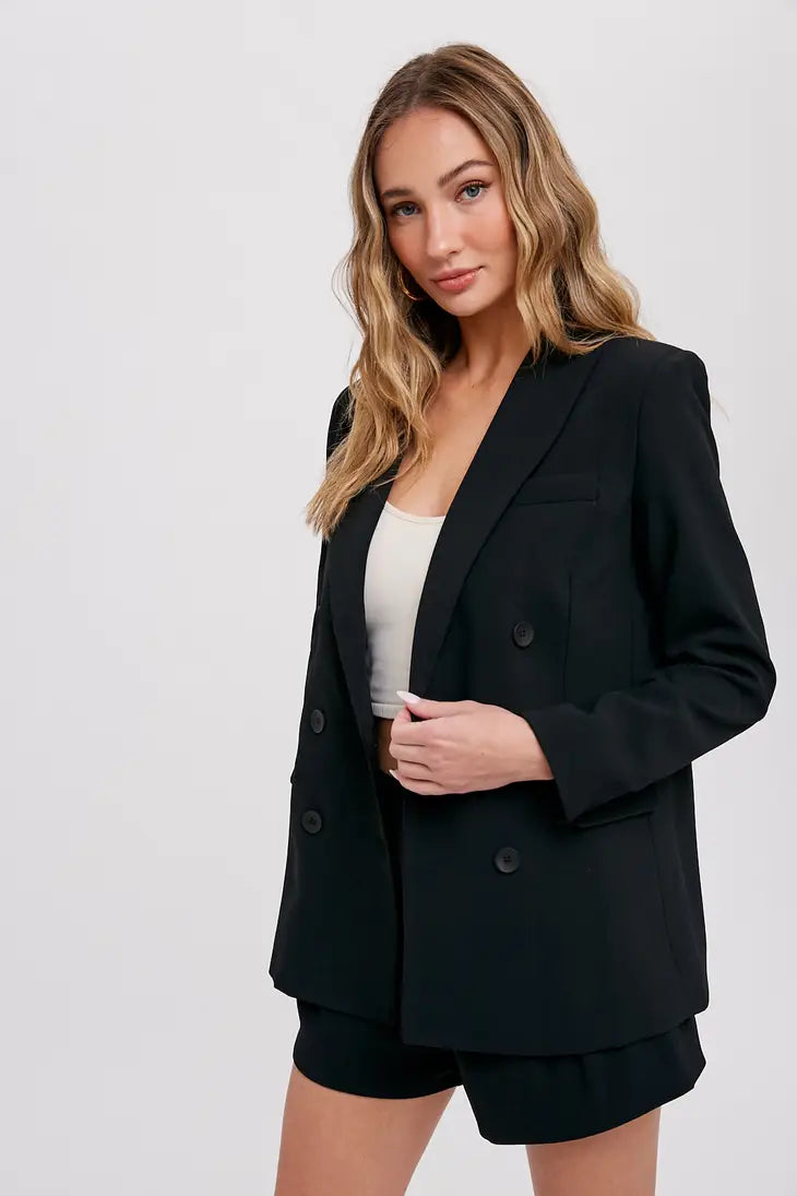 Bobbi Classic Double Breasted Black Blazer