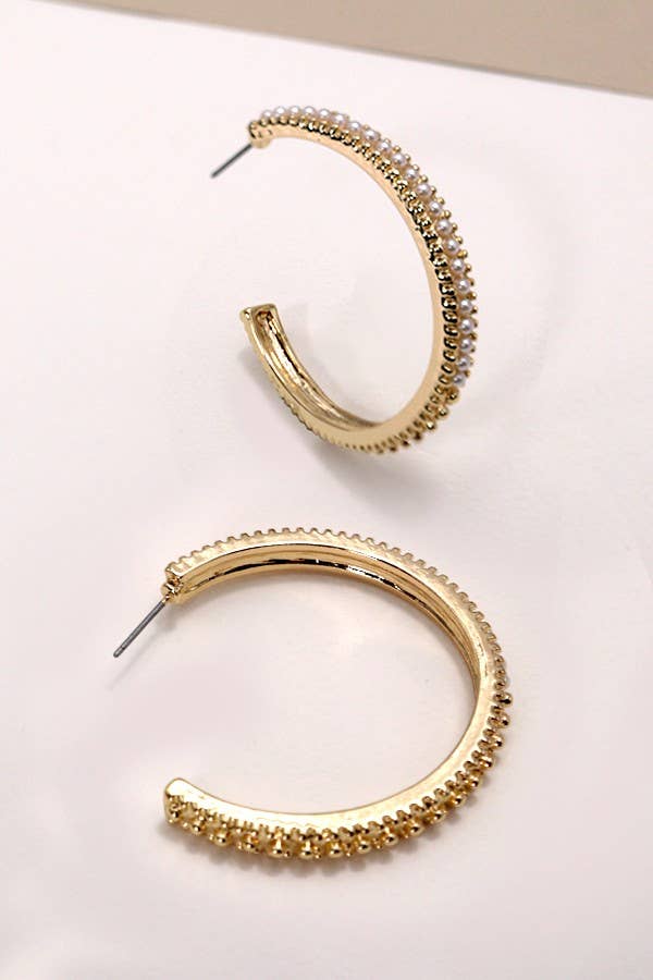 Pearl Pavé Studded Hoops