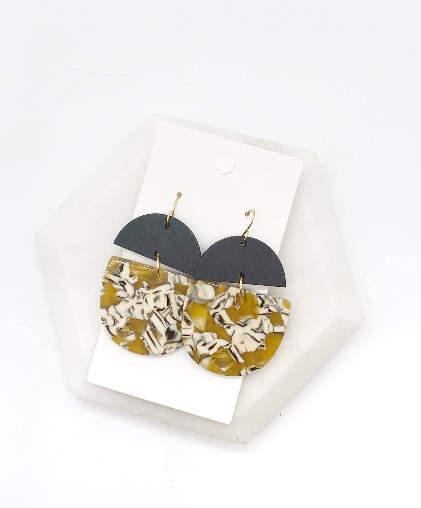 Mustard Yellow Wood and Acrylic Deco Drops