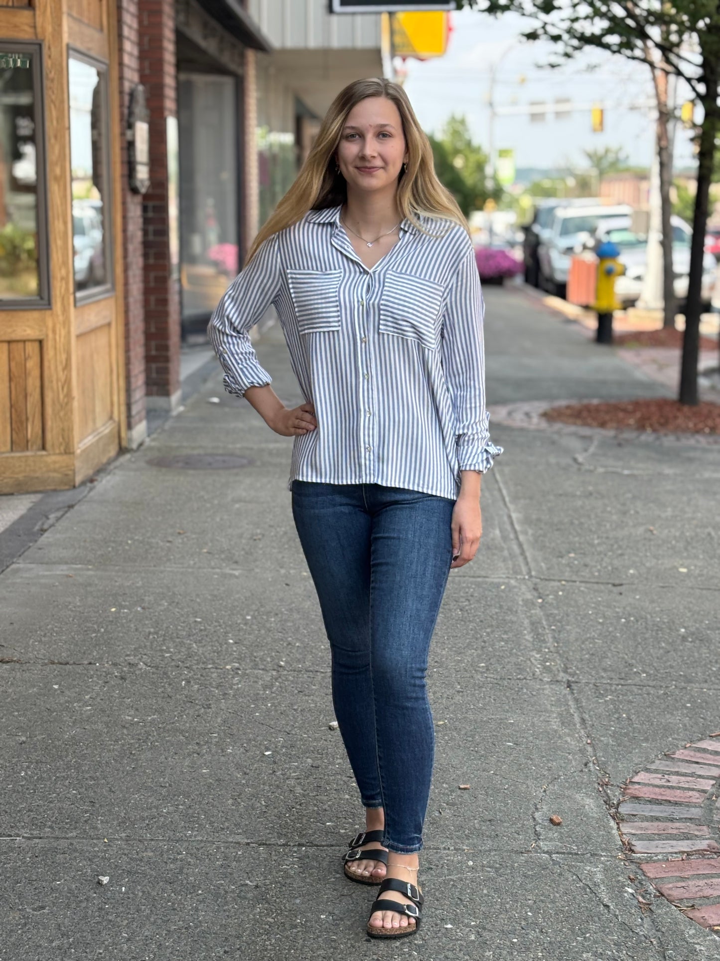 Quinn Striped Roll Up Sleeve Shirt - Multiple Colors