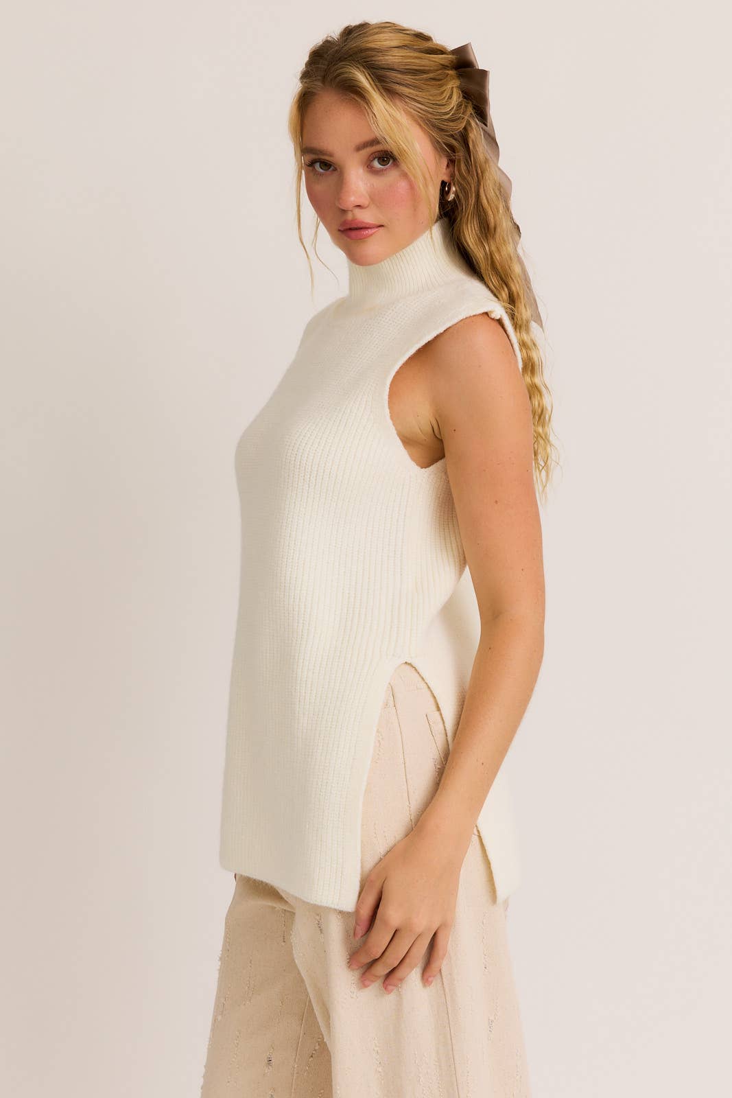 Sutton High Neck Sleeveless Sweater Top