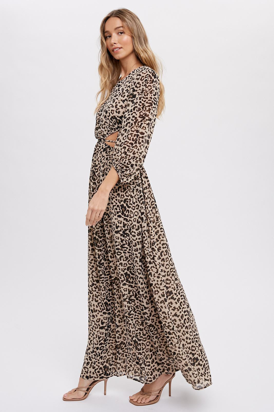 Leopard Print Cutout Maxi Dress