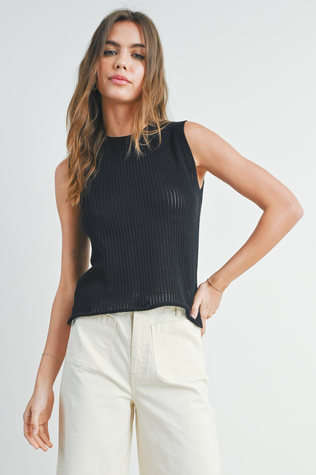 Birdie Rib Knit Sweater Vest - Multiple Colors