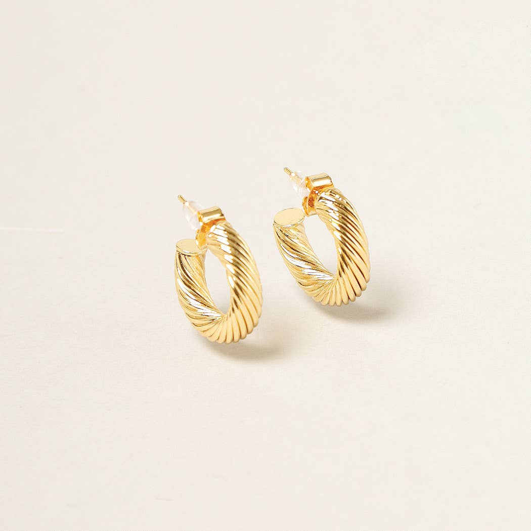 XS-14K Gold Dipped Textured Hoops - Multiple Colors