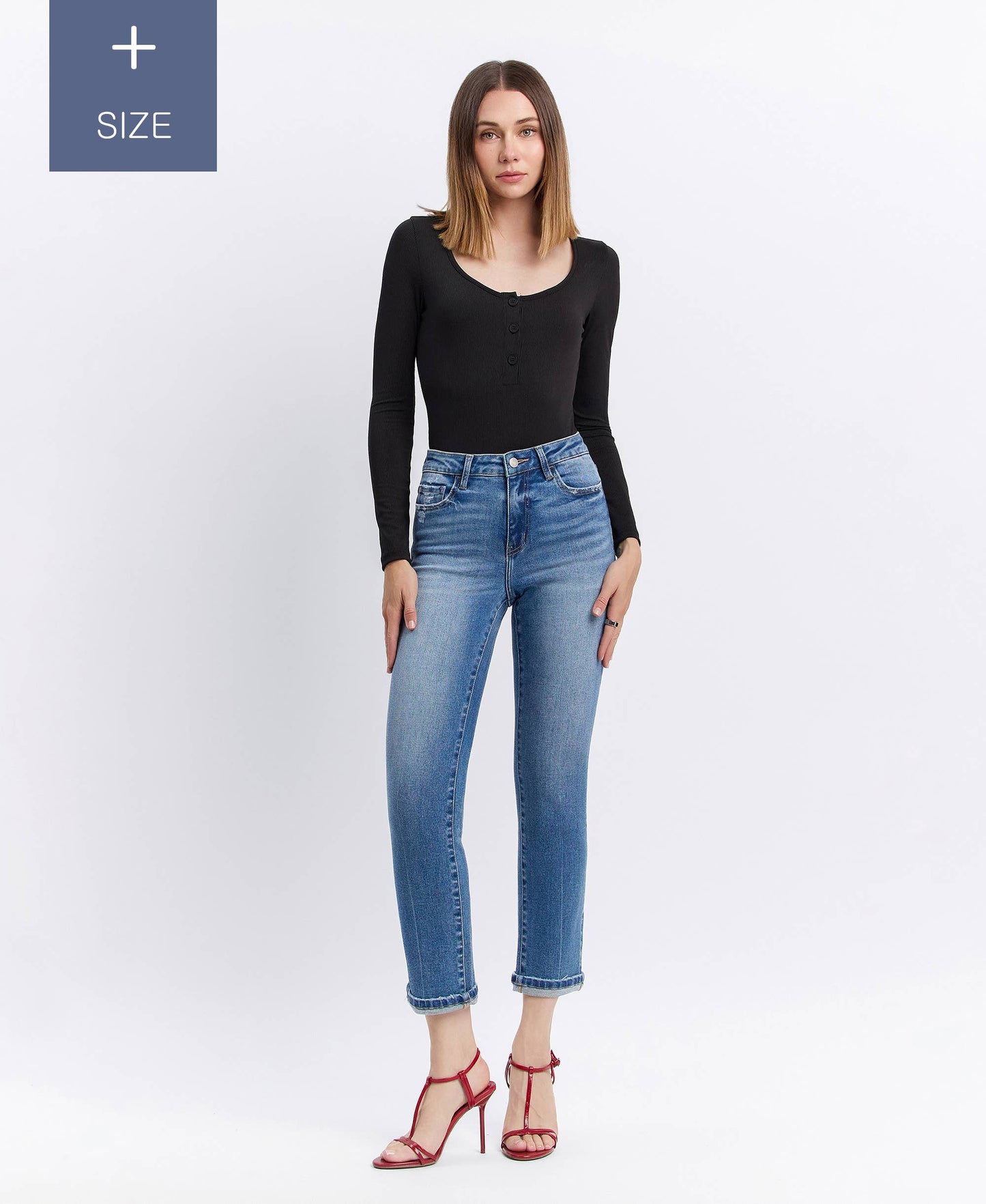 Curvy Blanche Tummy Control Slim Straight Jeans