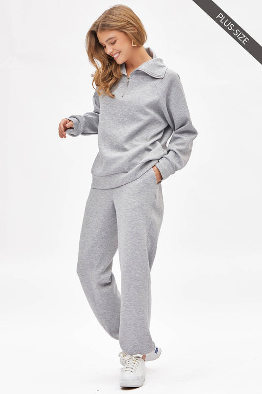 Curvy Quarter Zip Pullover + Jogger Set