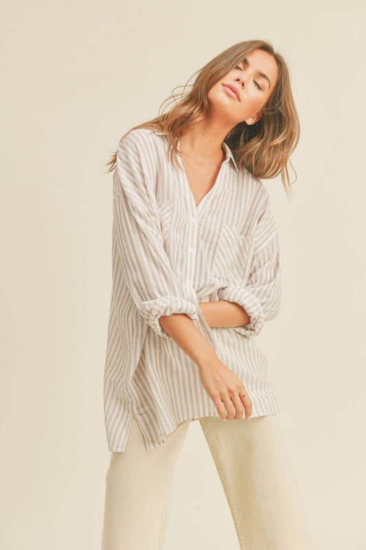 Lindsay Striped Button Down - Multiple Colors