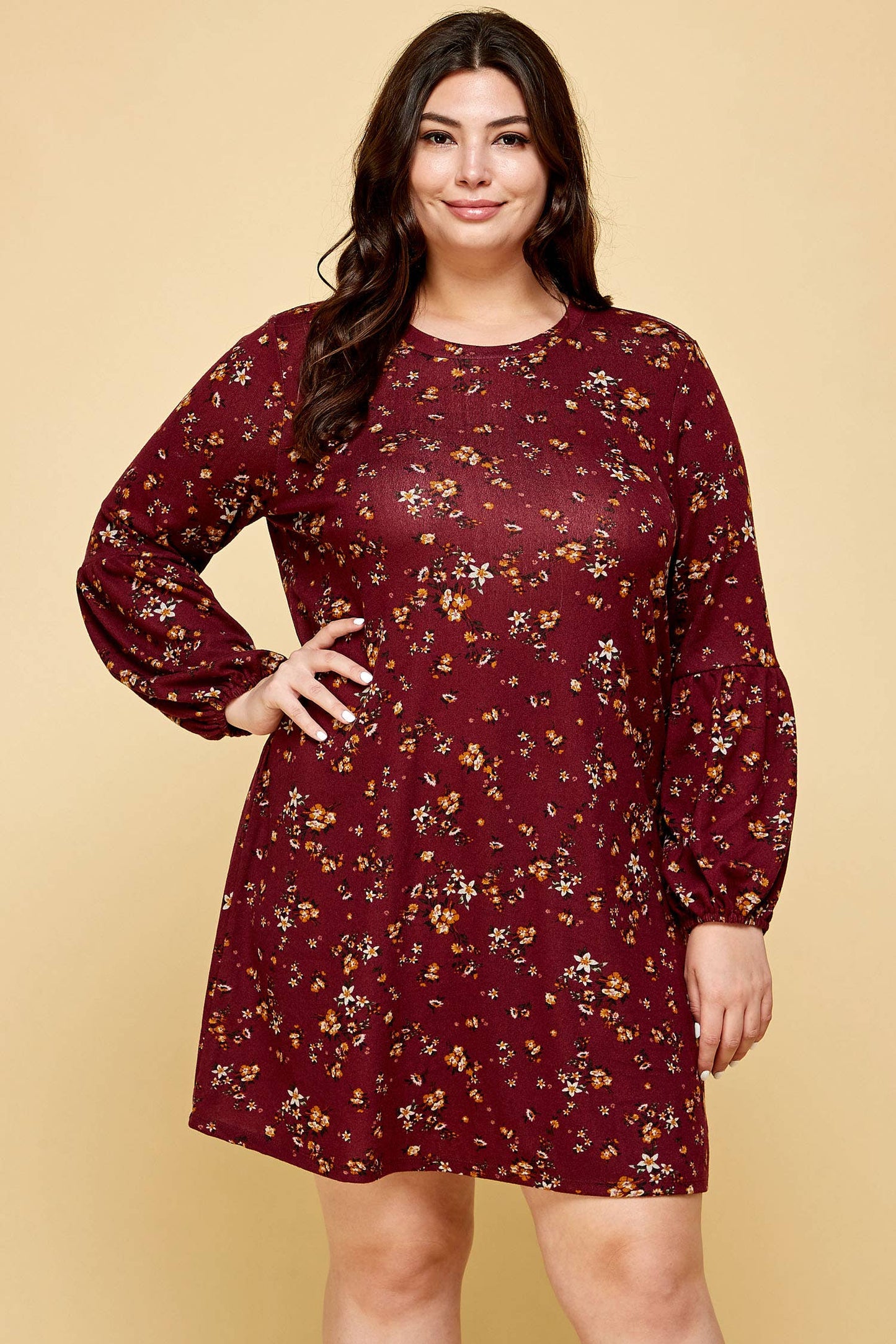 Curvy Adelle Floral Sweater Dress - Multiple Colors