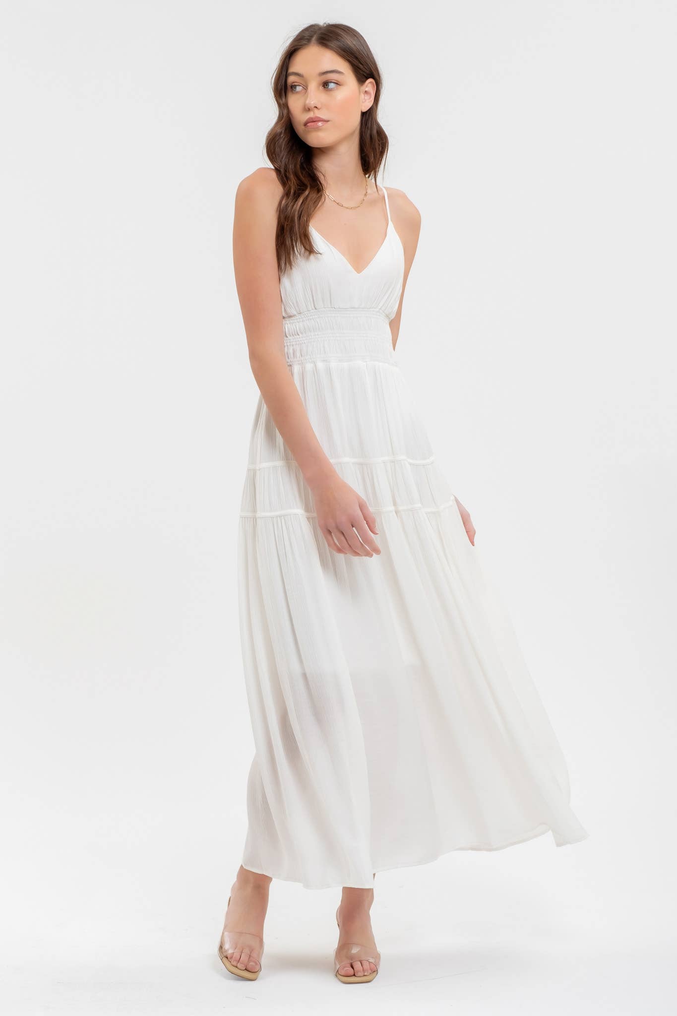 Bella Off White Sleeveless Maxi Dress