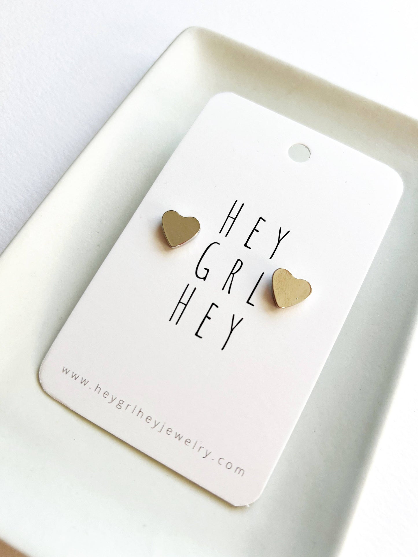 Silver Heart Stud Earrings