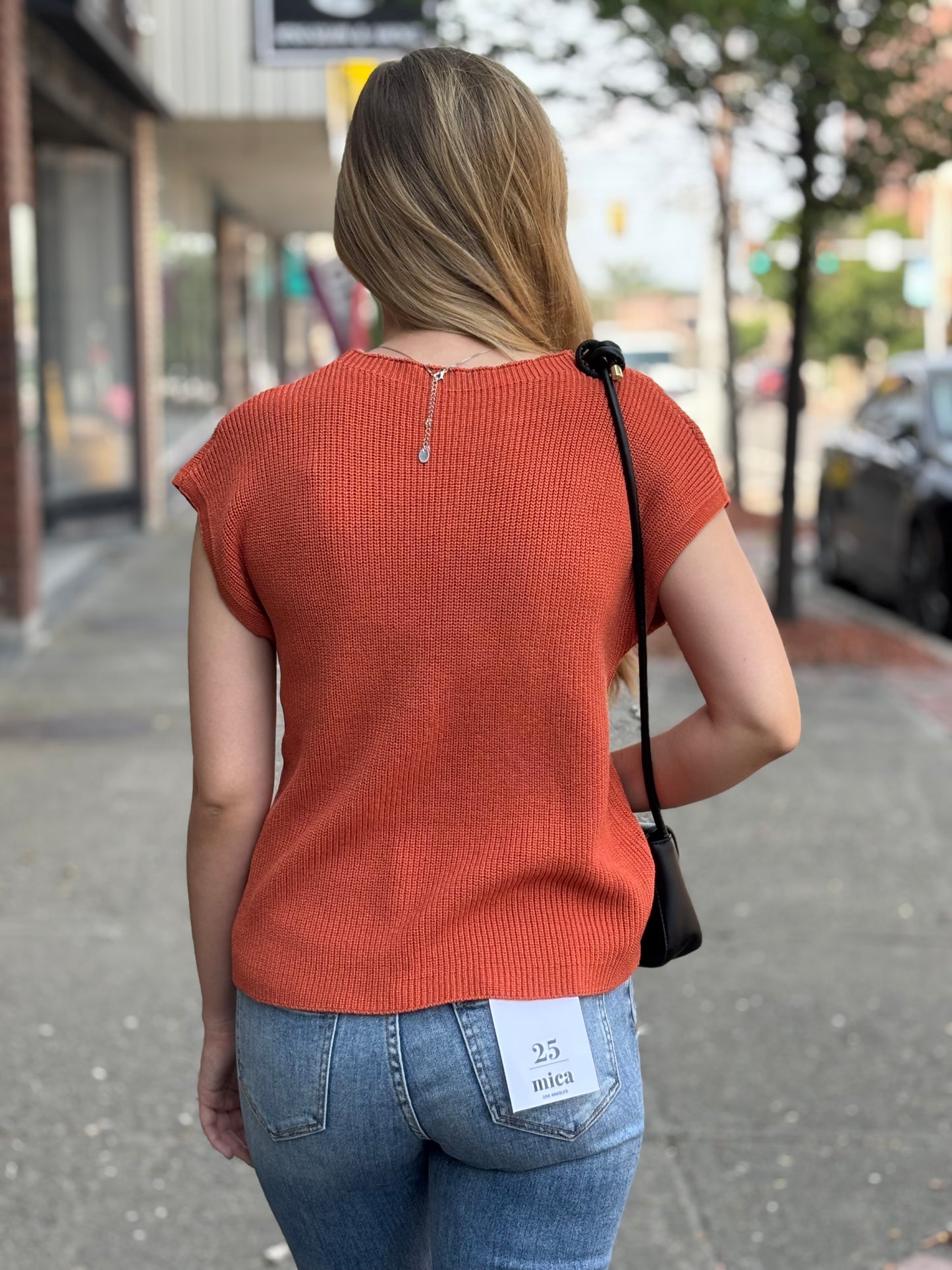 Rust Round Neck Short Sleeve Sweater S-XL