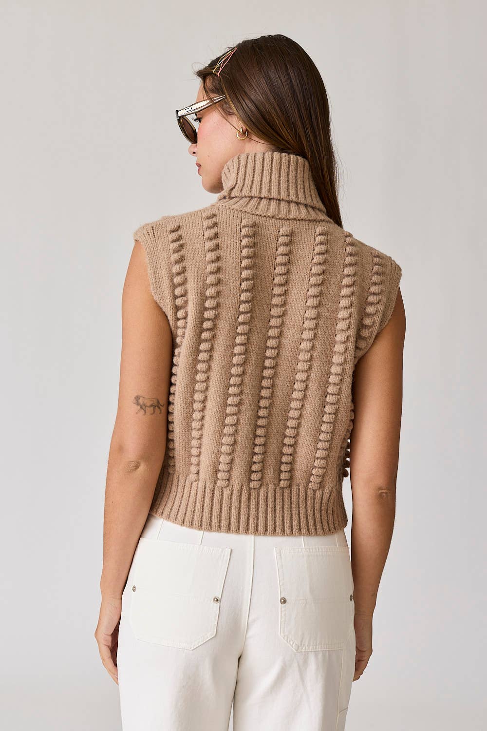 Blythe Turtle Neck Textured Knit Vest