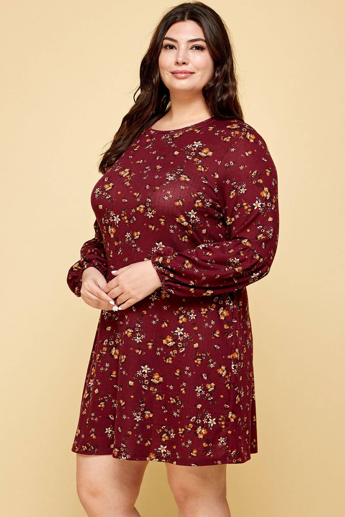 Curvy Adelle Floral Sweater Dress - Multiple Colors