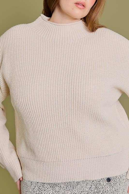 Curvy Kyla Mock Neck Cocoon Sleeve Sweater