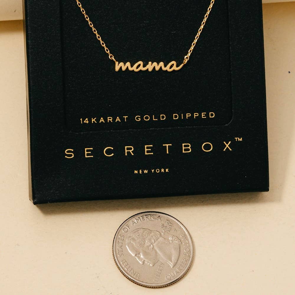 Gold Dipped Dainty Mama Pendant Necklace - Multiple Colors