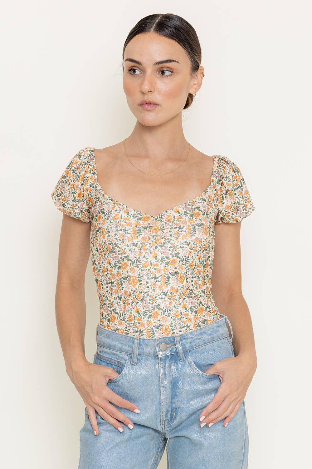 Ava Floral Cap Sleeve Bodysuit