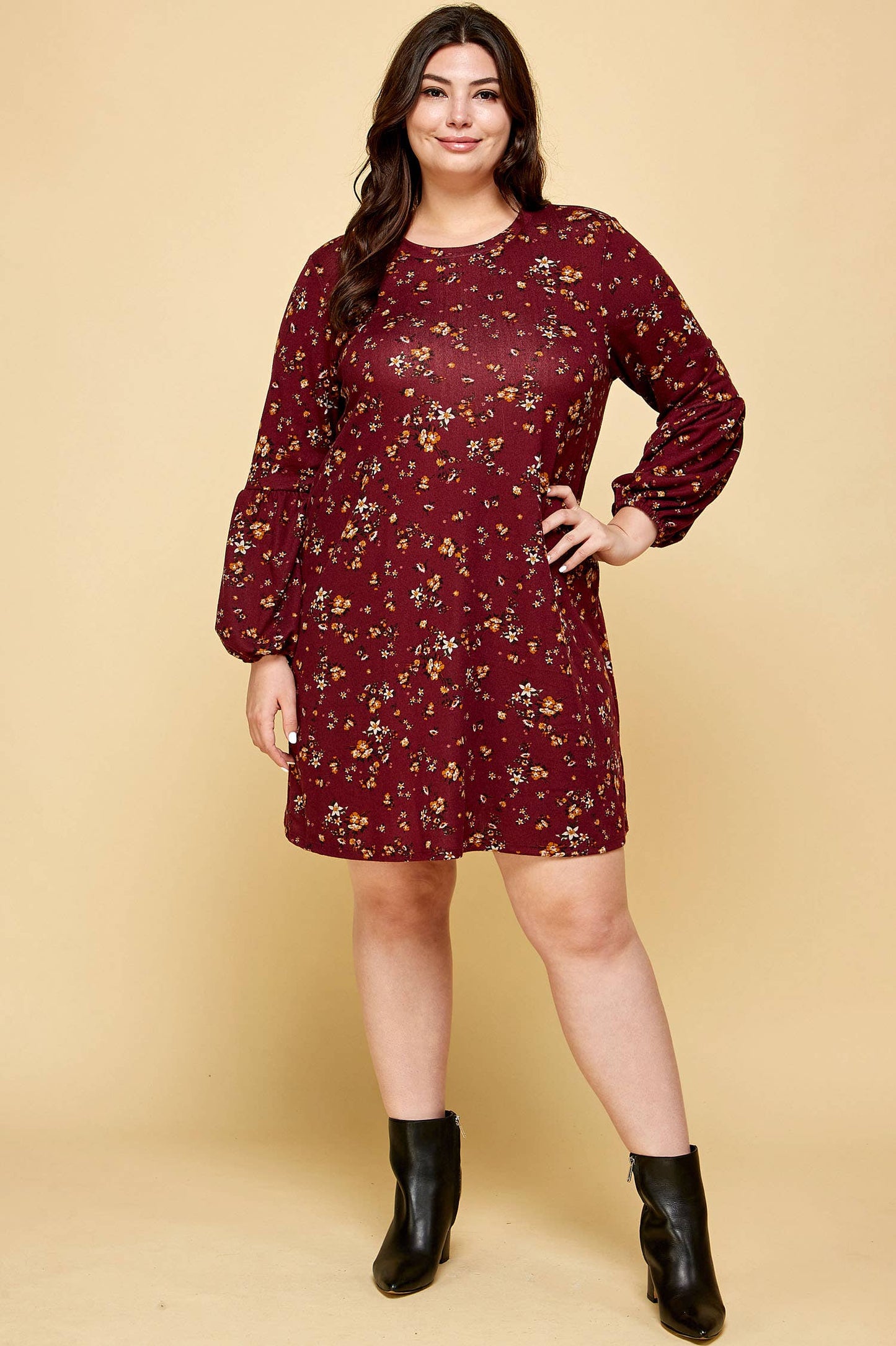 Curvy Adelle Floral Sweater Dress - Multiple Colors