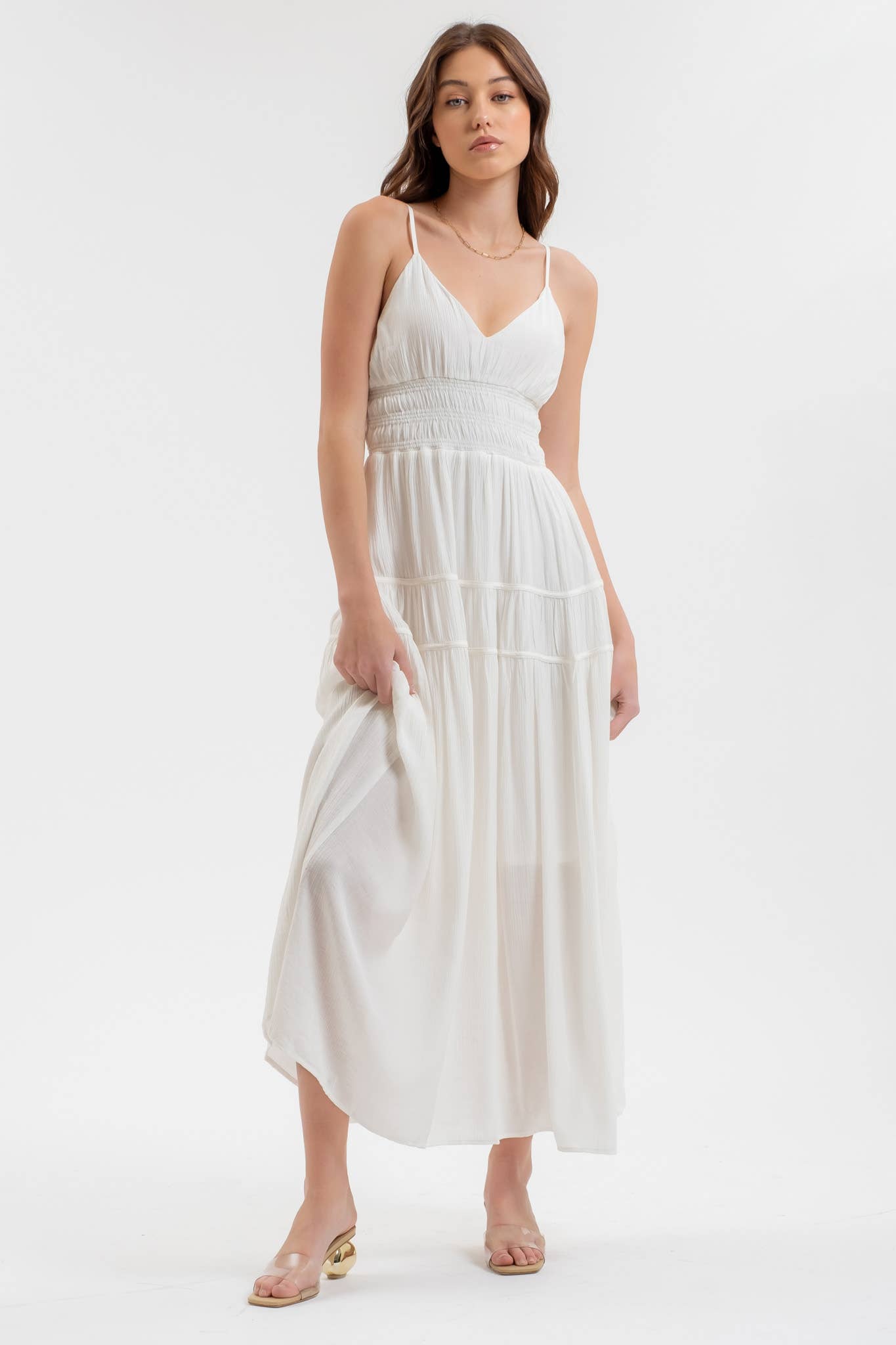 Bella Off White Sleeveless Maxi Dress