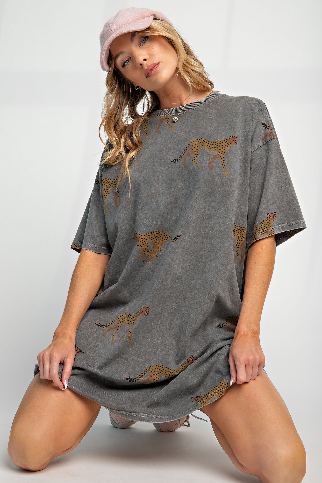 100% Cotton Cheetah Print Shirt Dress - Multiple Colors