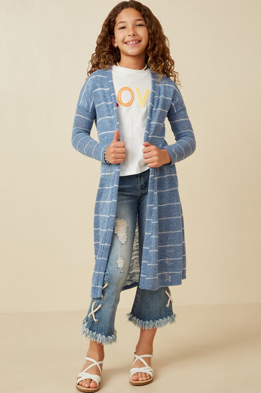 Girl's Striped Duster Cardigan - Multiple Colors