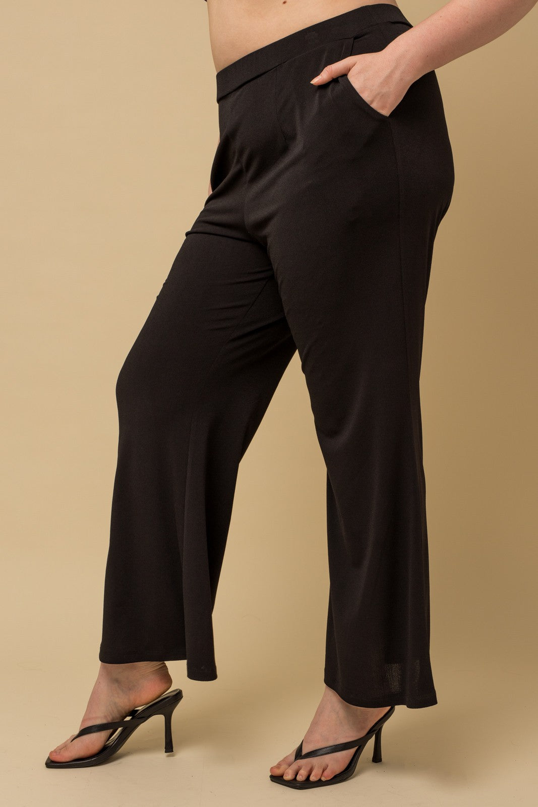 Plus Size Black Flare Dress Pants