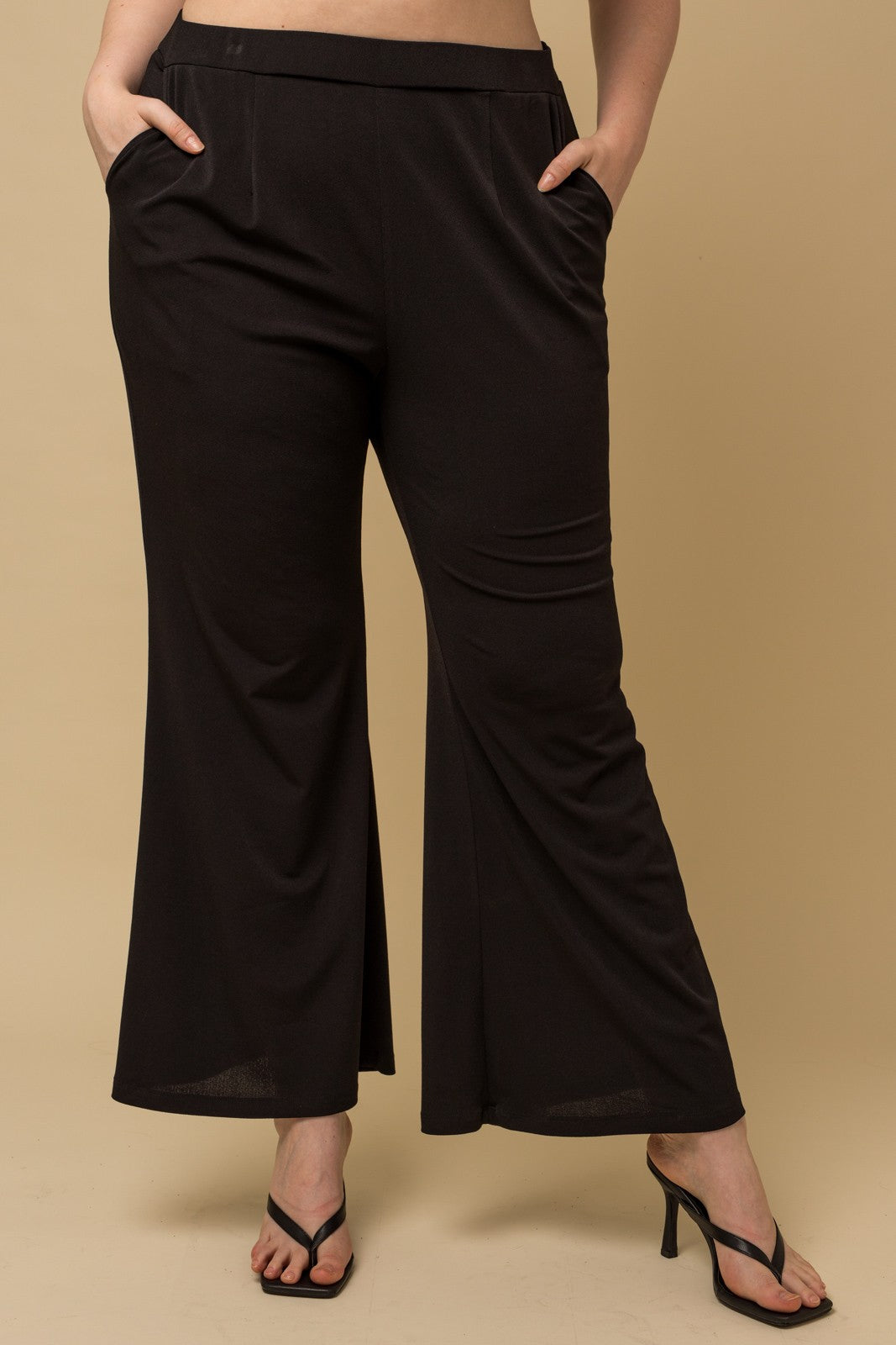 Plus Size Black Flare Dress Pants