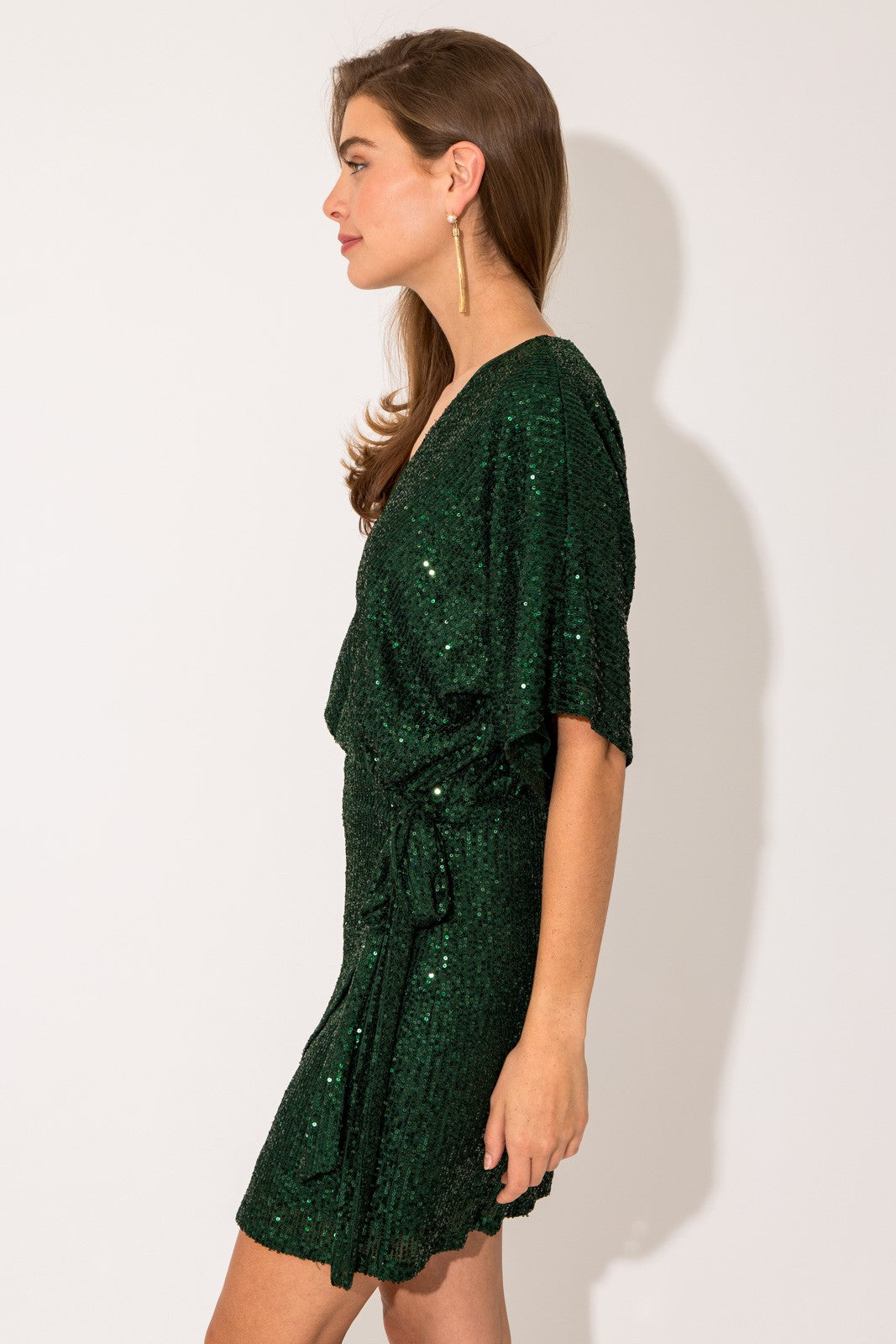 Faux Wrap Sequin Dress