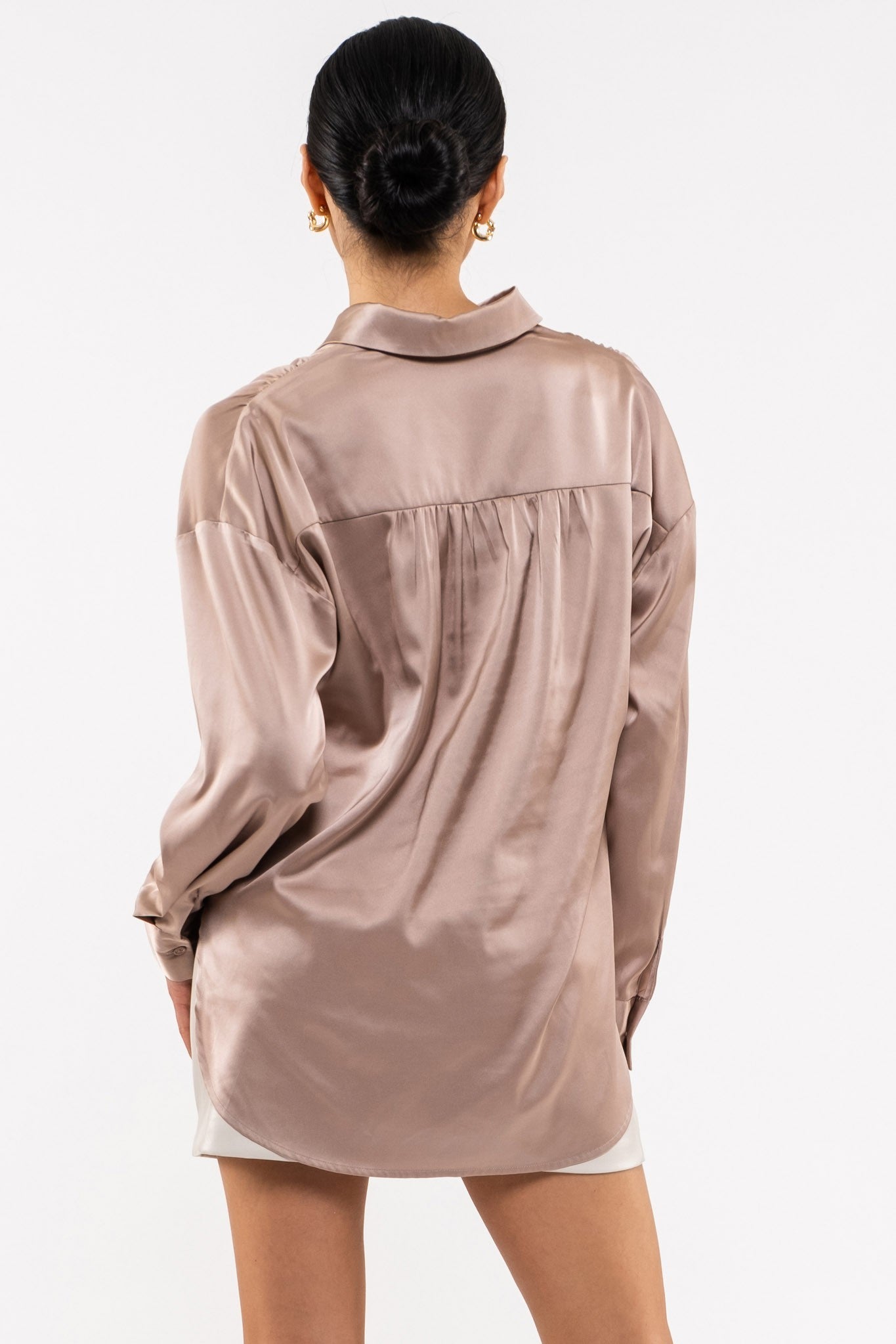 Satin Long Sleeve Button Up- Multiple Colors