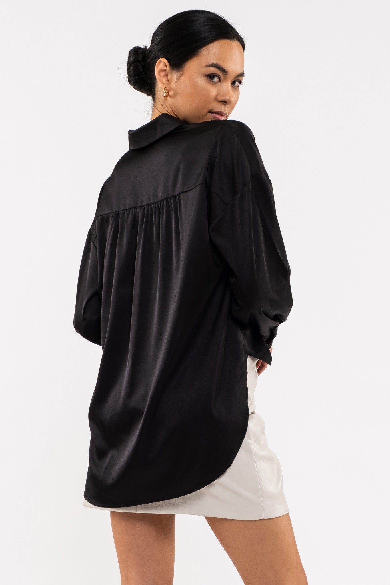 Satin Long Sleeve Button Up- Multiple Colors