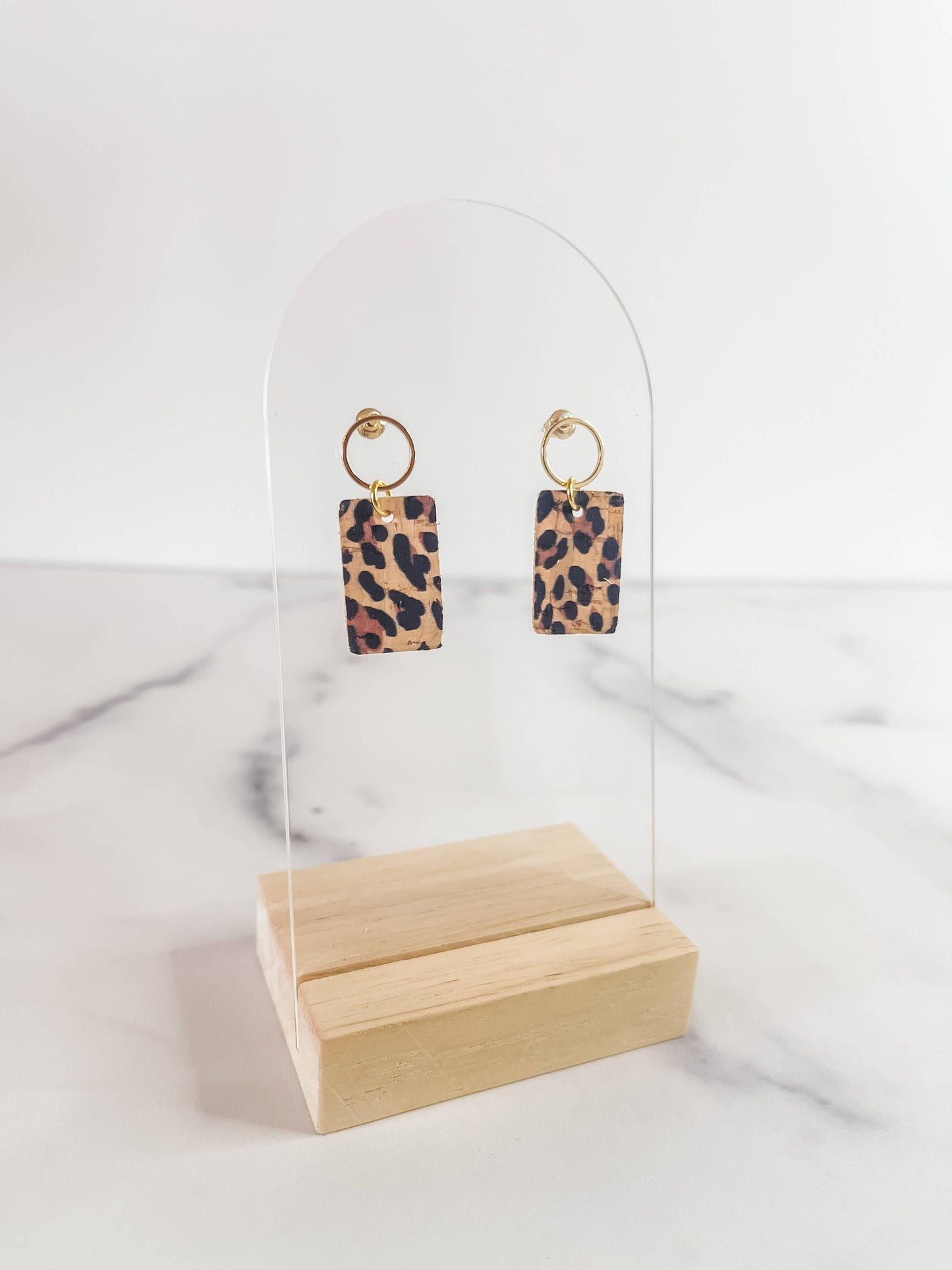 the Tenley Mini leather earrings  (leopard)