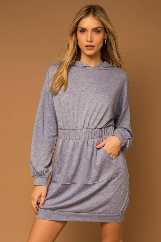 Long Sleeve Kangaroo Pocket Hoodie Dress