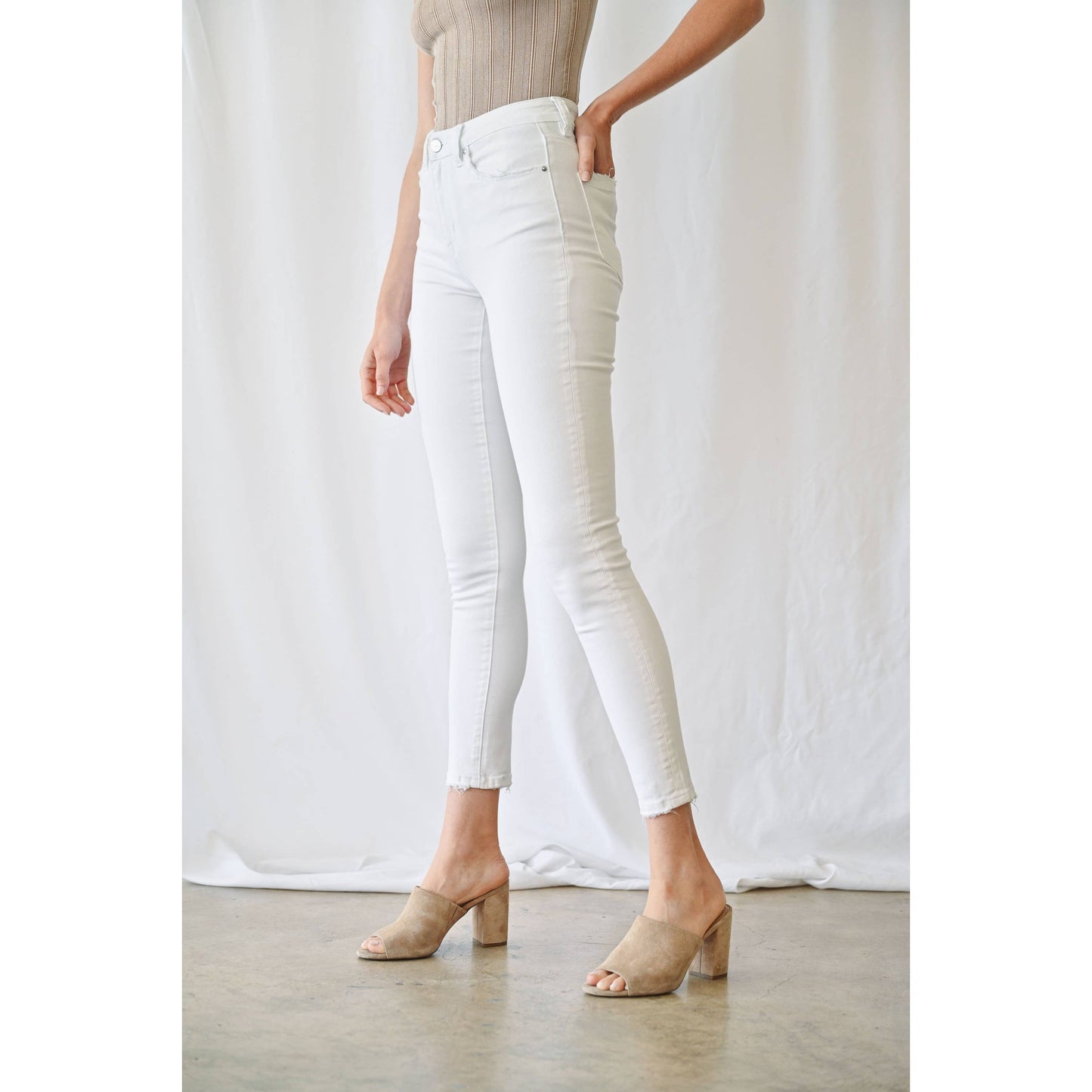 Coconut White High Rise Ankle Skinny