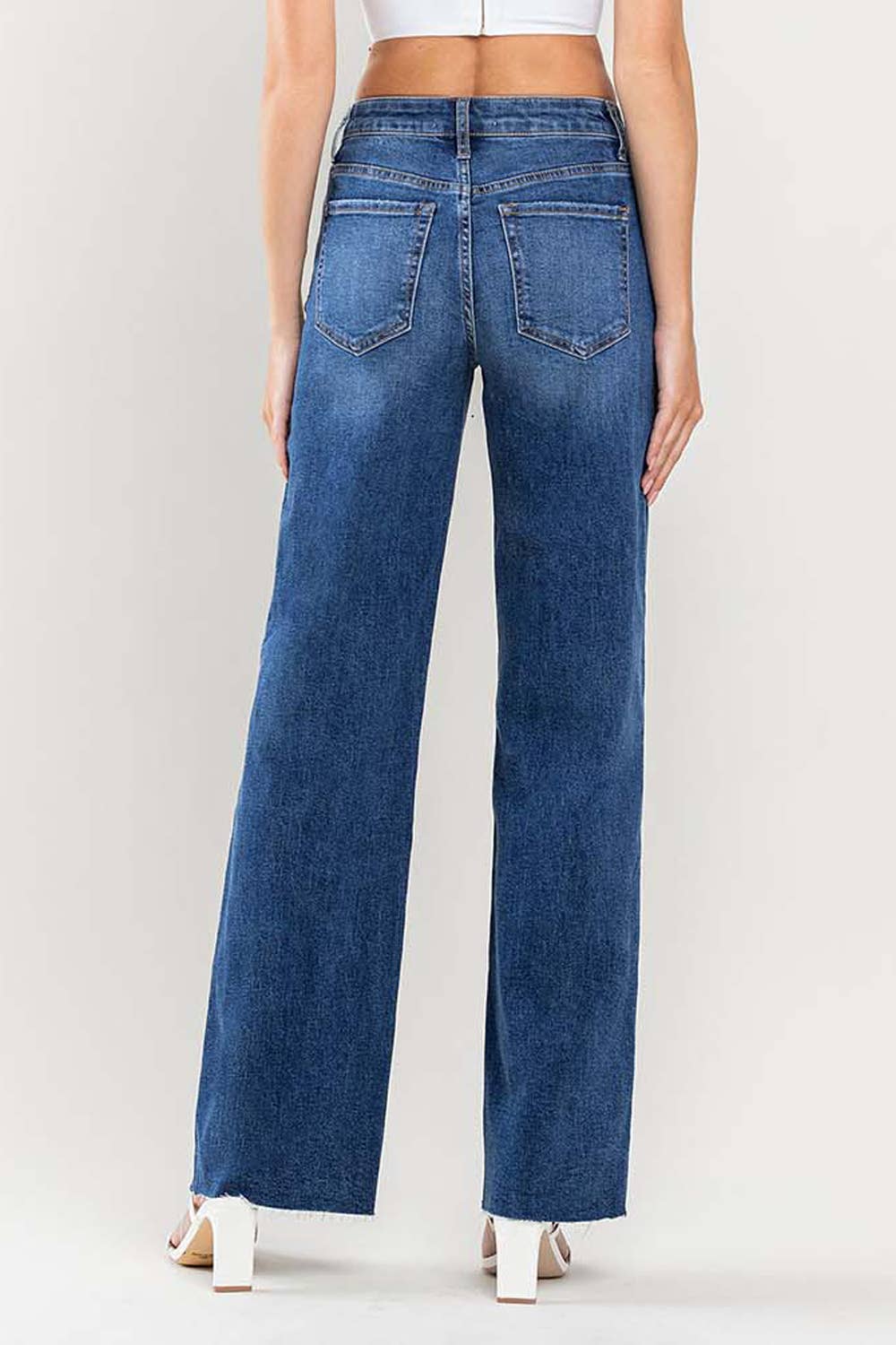 Annalise High Rise Raw Hem Wide Leg Jeans