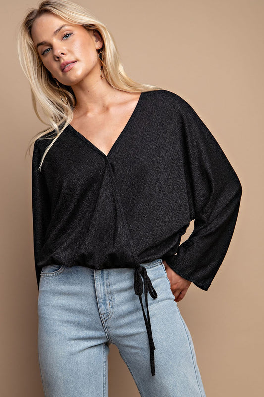 Metallic Surplice Top