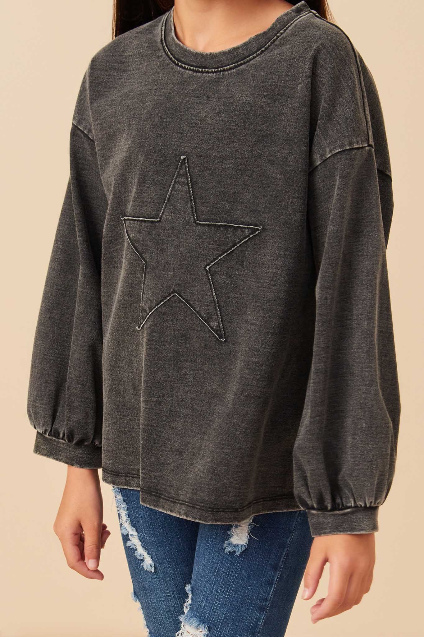Girl's Washed Star Top