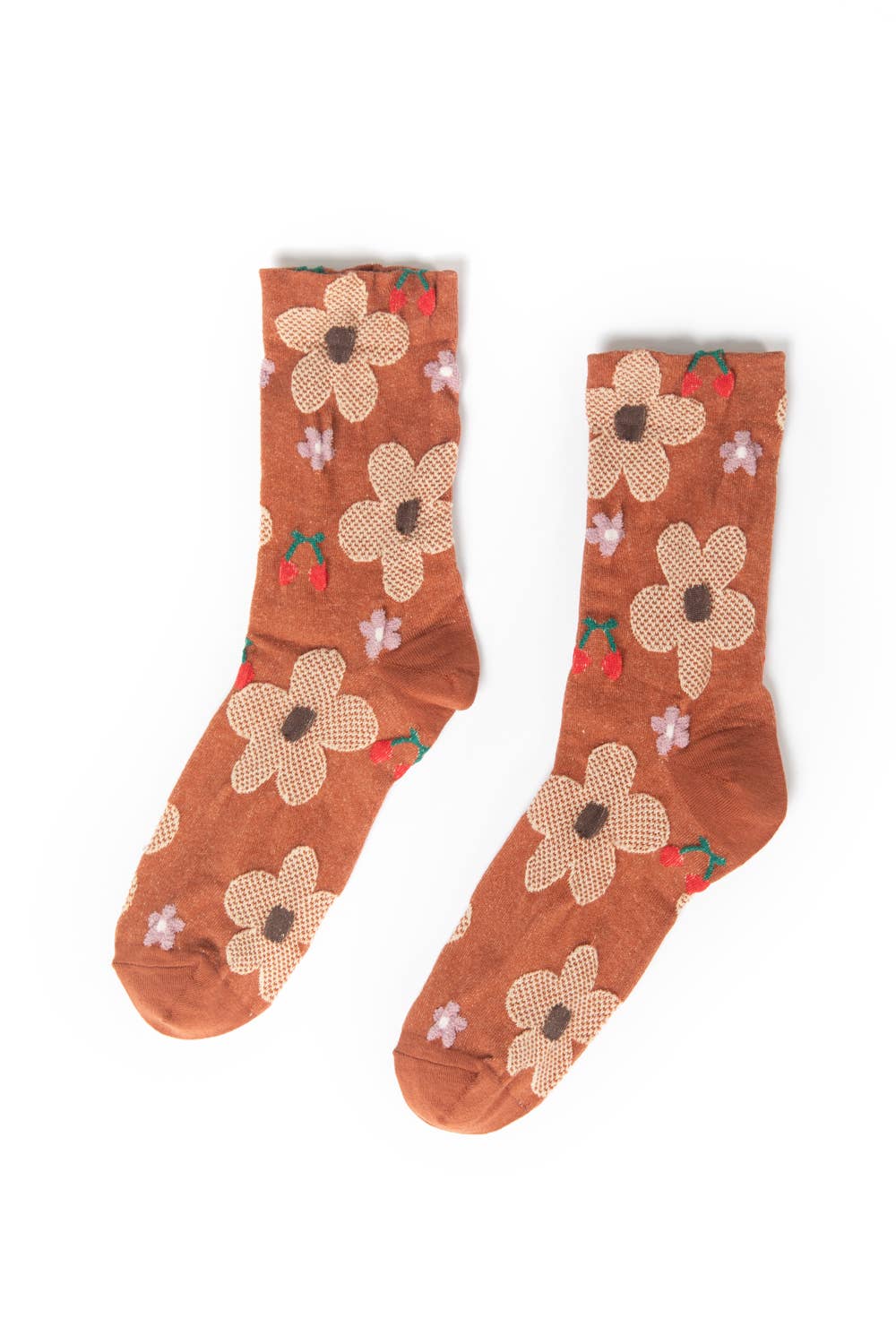 Floral Printed Crew Socks - Multiple Colors