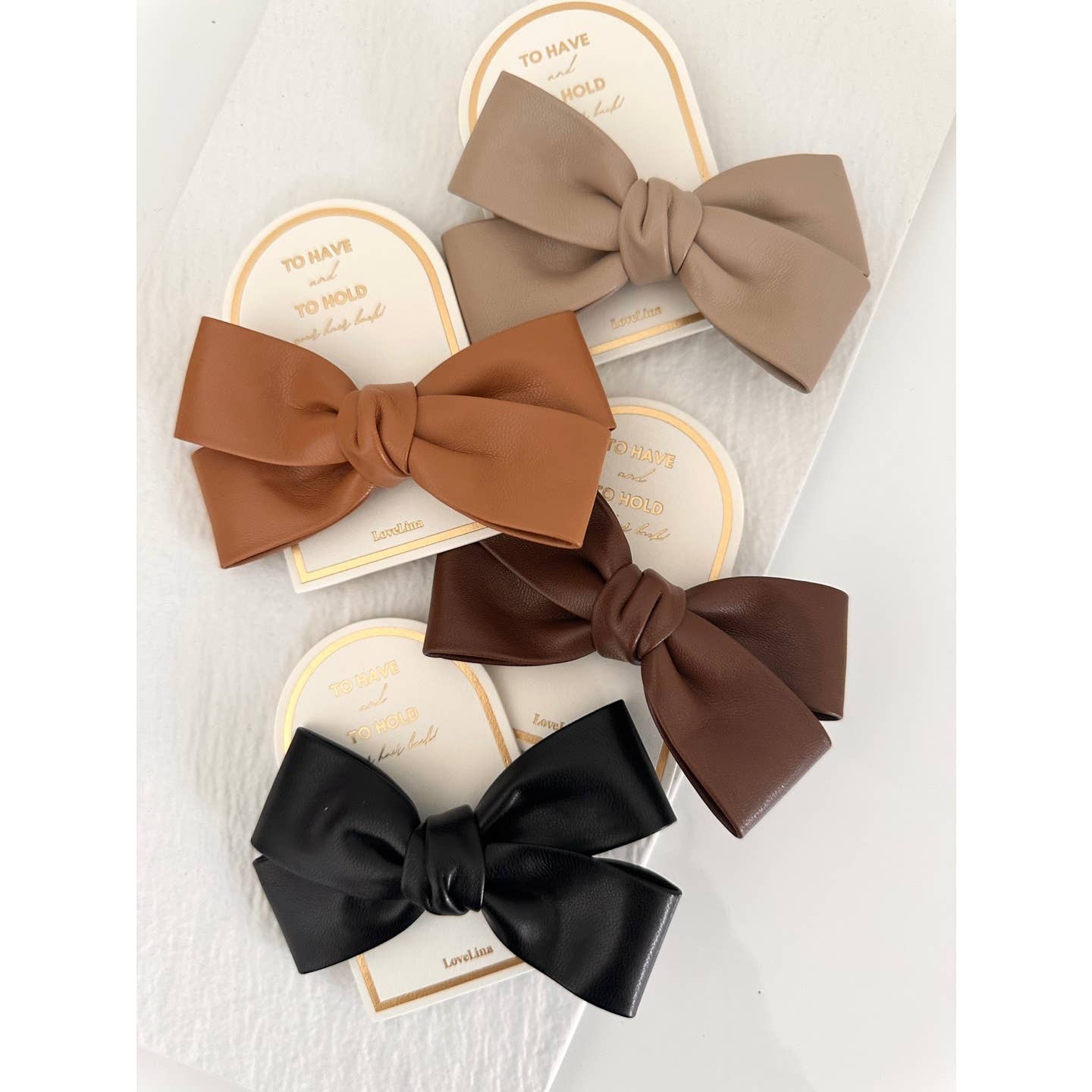 Faux Leather Bow Hair Barrette - Multiple Colors